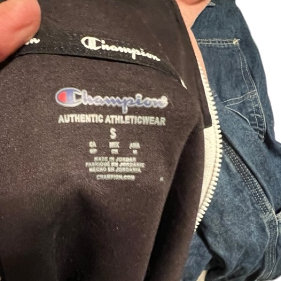 Champion Pullover Black Sweatshirt with Zipper at Neck - Picture 6 of 7